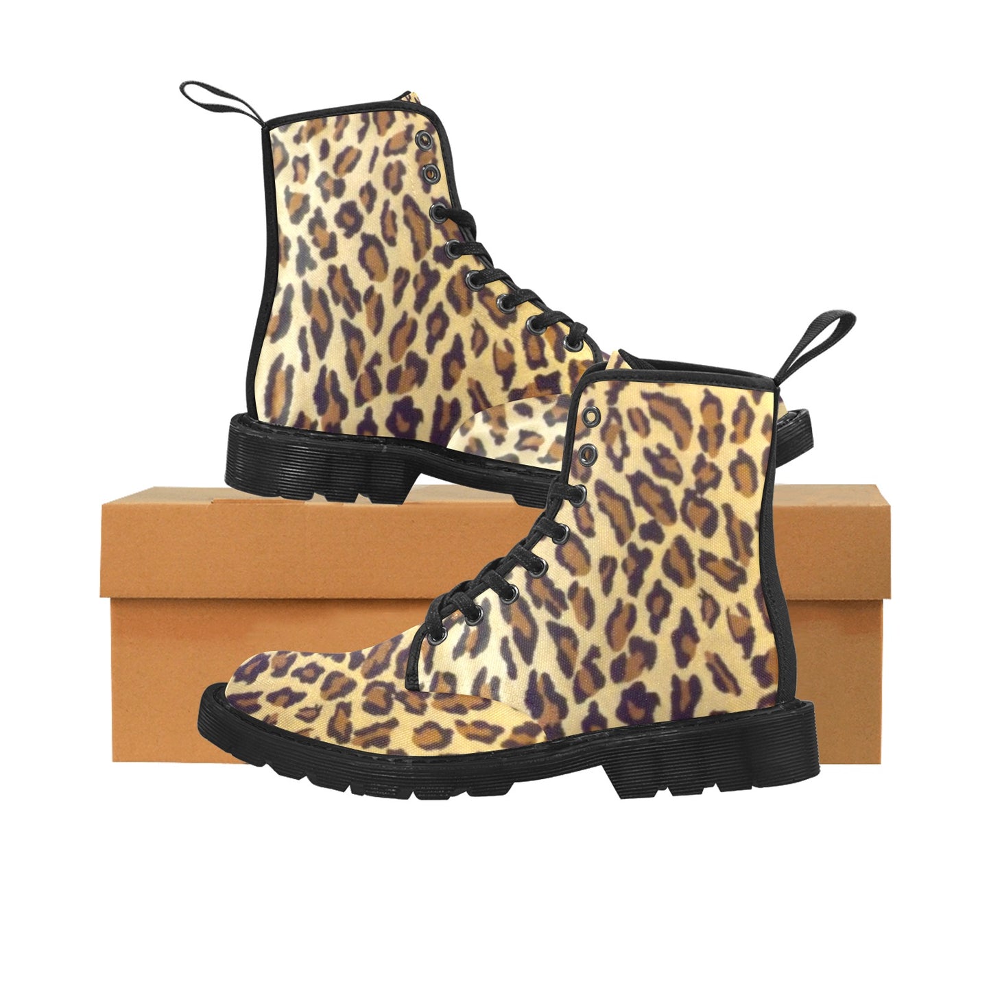 Leopard Print Women's Lace Up Canvas Boots