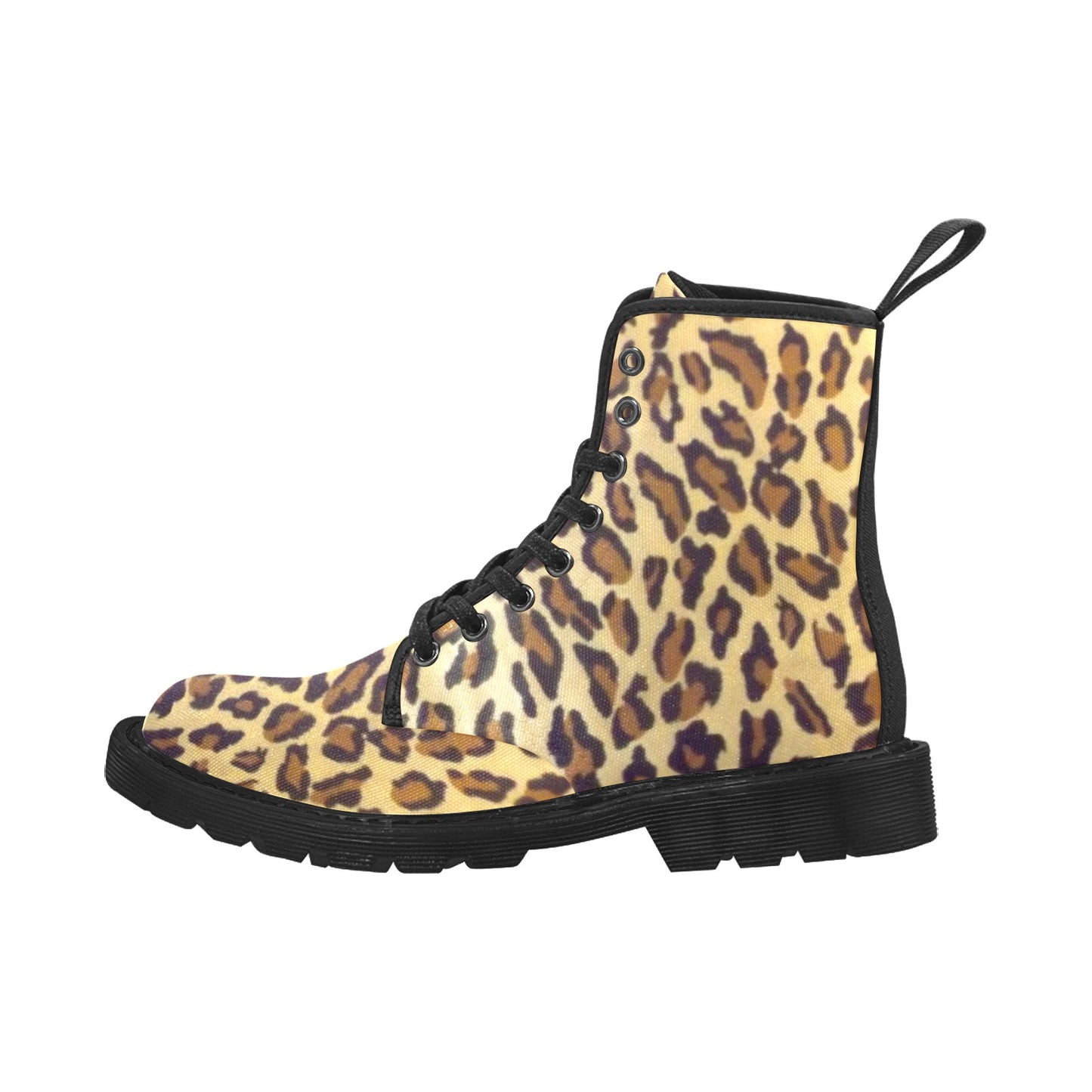 Leopard Print Women's Lace Up Canvas Boots
