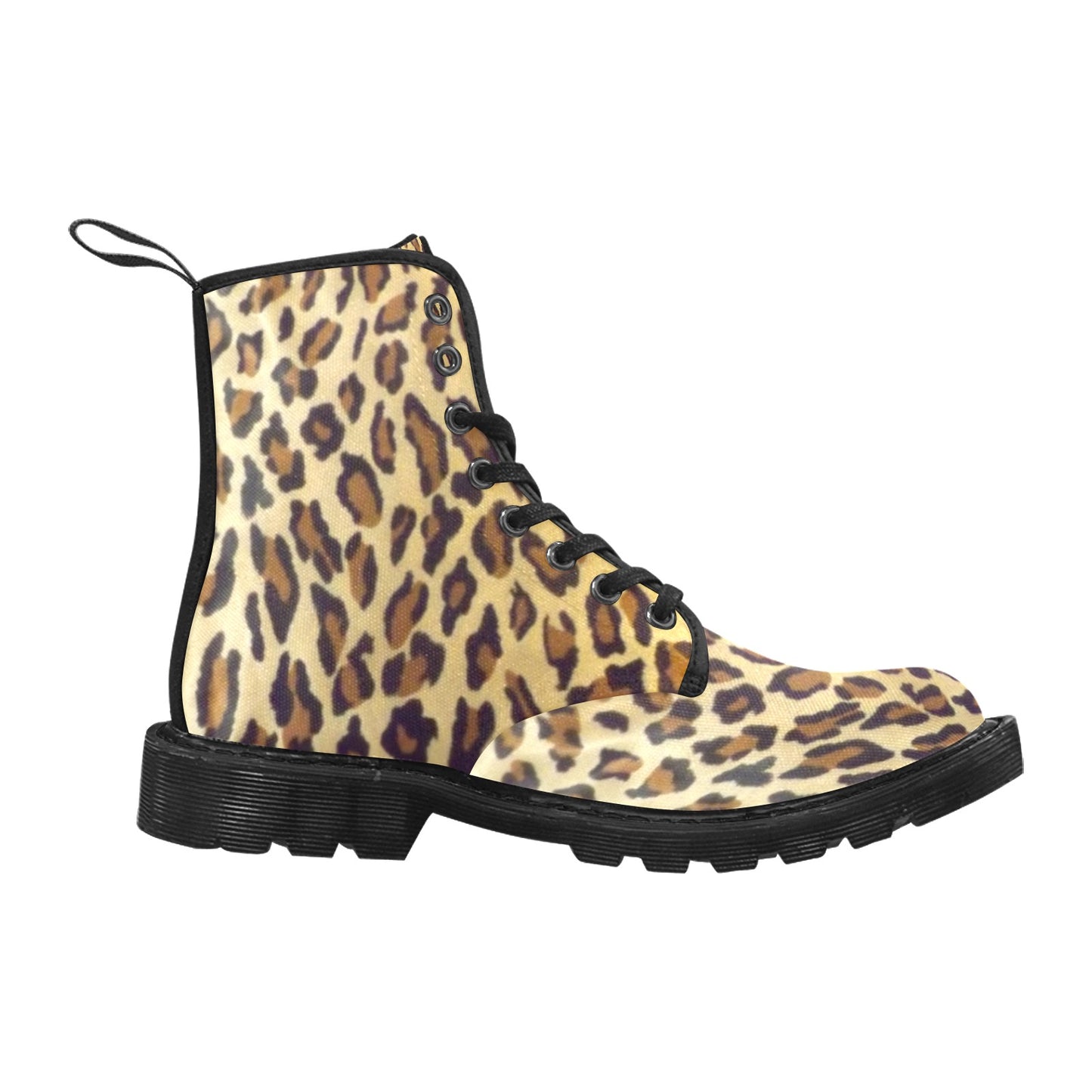 Leopard Print Women's Lace Up Canvas Boots