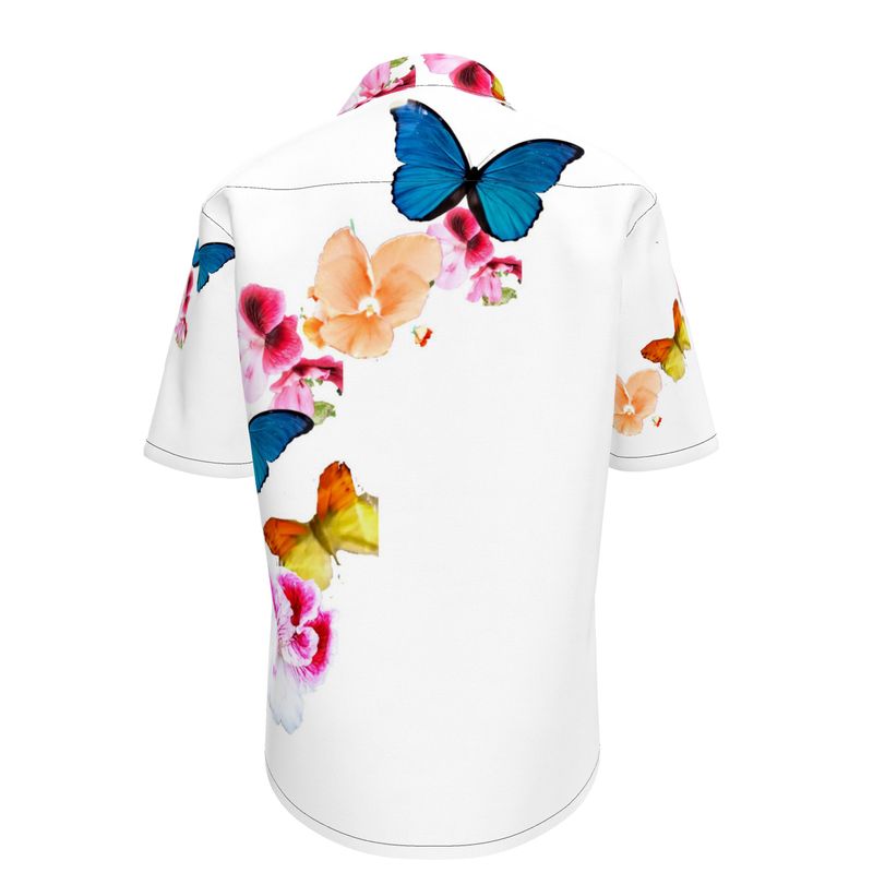 Butterfly & Floral Mens Short Sleeve Shirt