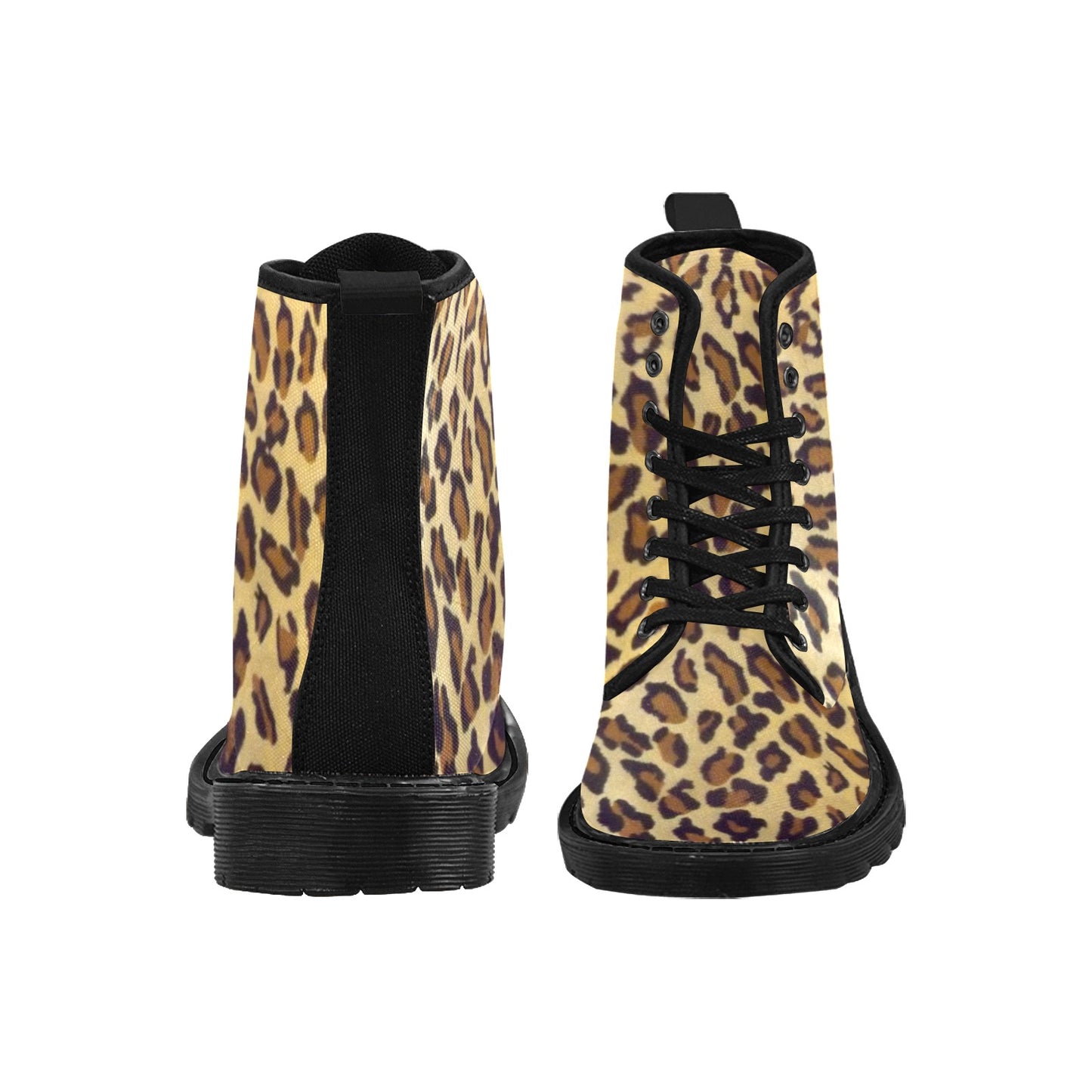 Leopard Print Women's Lace Up Canvas Boots