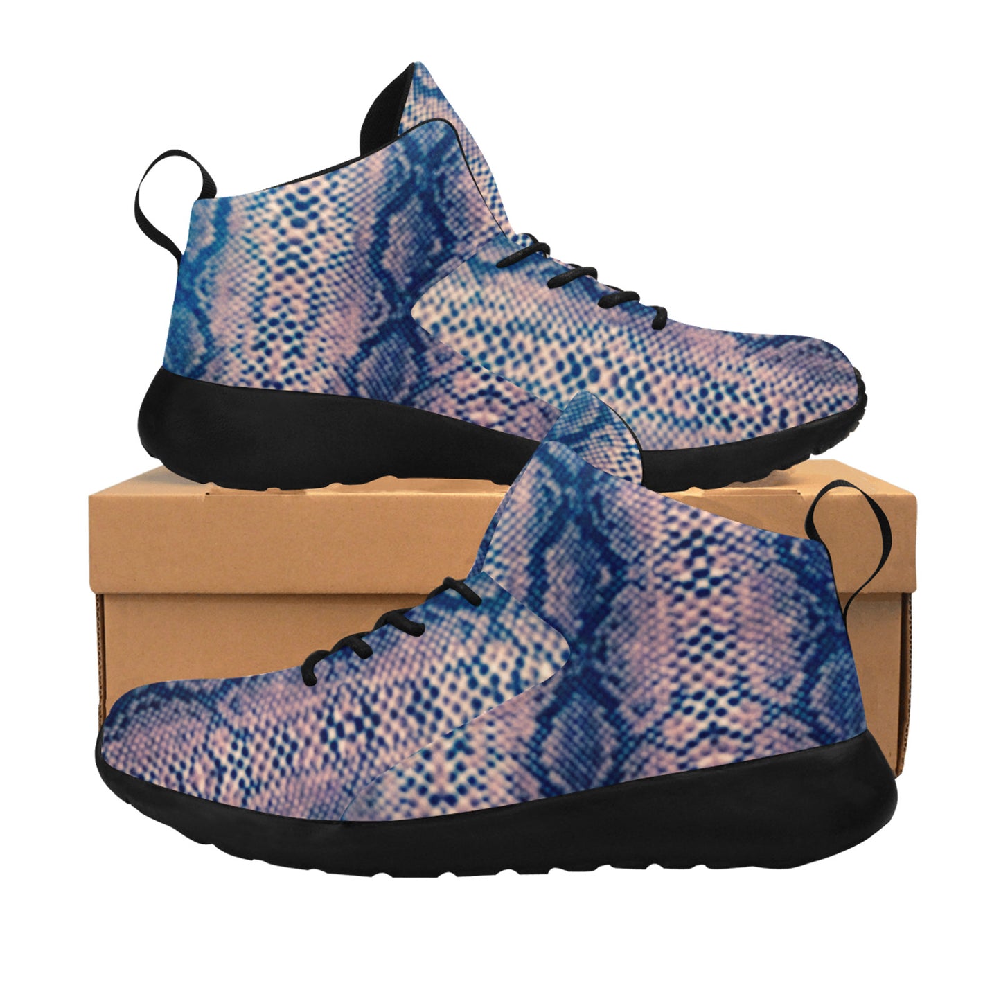 Blue Snake Print  Men's Basketball Shoes